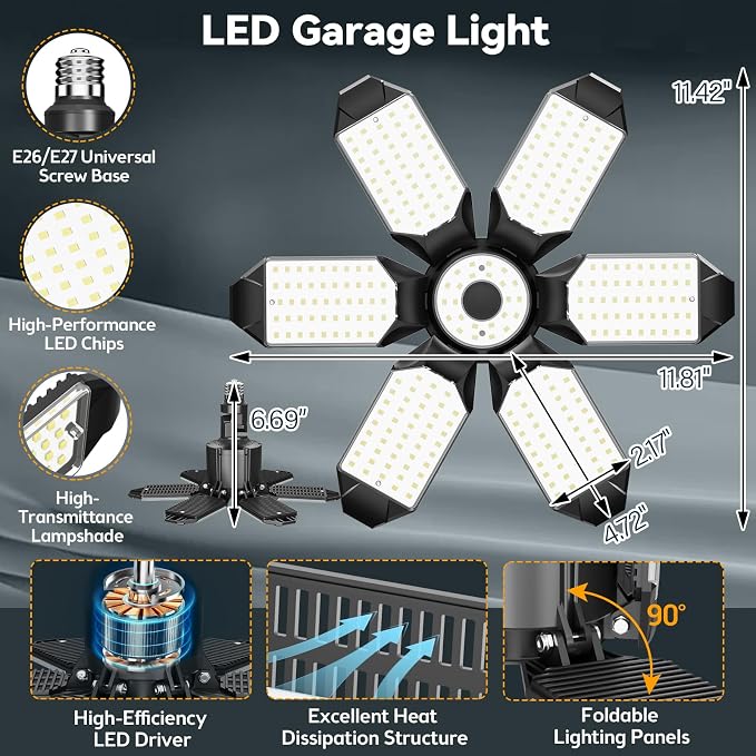 LED Garage Light Super Bright 15000LM LED Shop Ceiling Lights 6500K Garage - Image 3