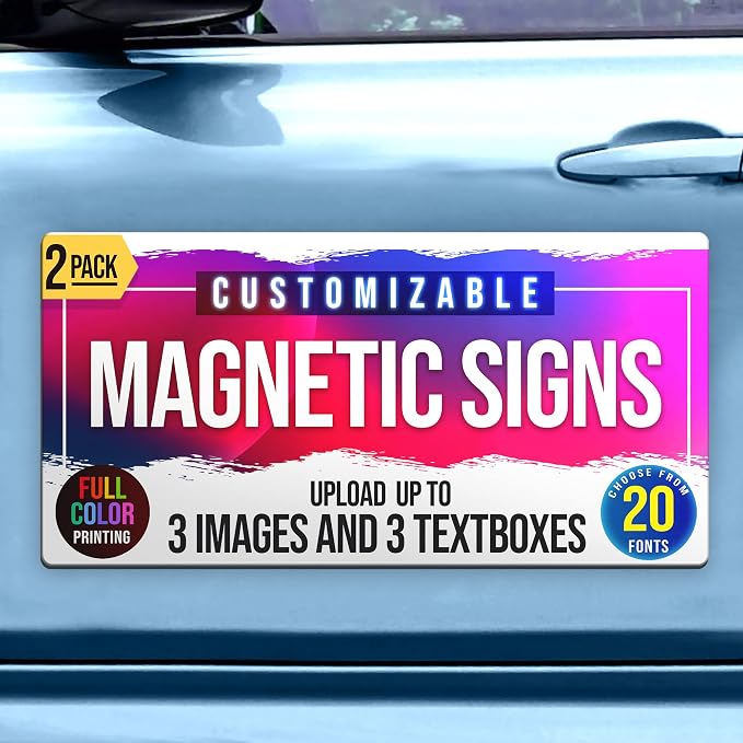 2-Pack, 30 mil Customized Vinyl Car Magnets, Personalized Magnetic Sheets by BasicFundamentals