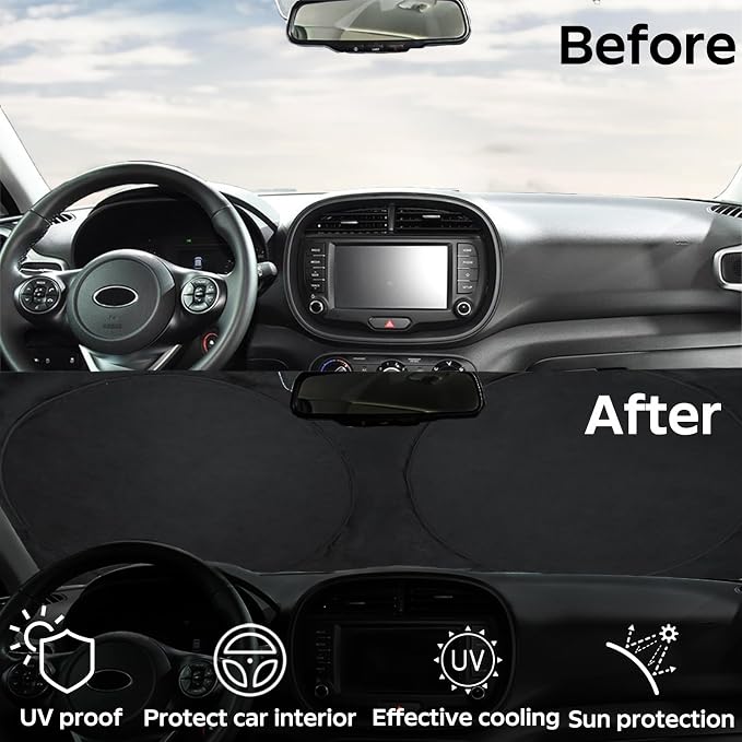 INSAUTO for Soul Windshield Sun Shade Window Sunshade Custom-fit 2020-2026 Kia - Image 2
