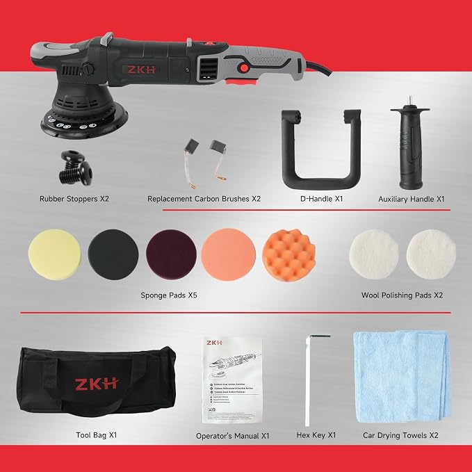 ZKH Buffer Polisher, 6 Inch Car Buffers and Polishers Kit, 21mm Orbit Dual - Image 2