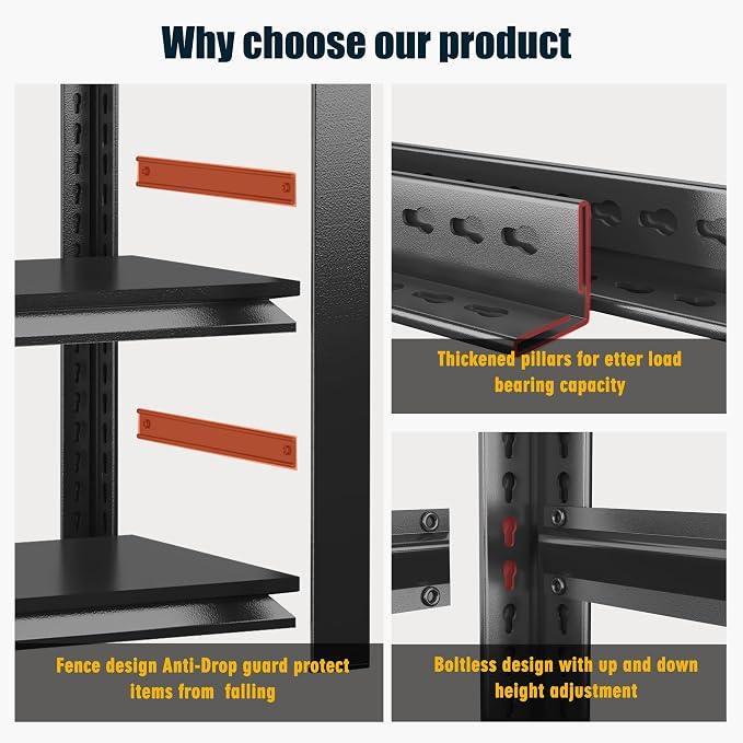 78" H, Metal Garage Shelving Heavy Duty 5-Tier Adjustable Storage Shelves Easy - Image 6