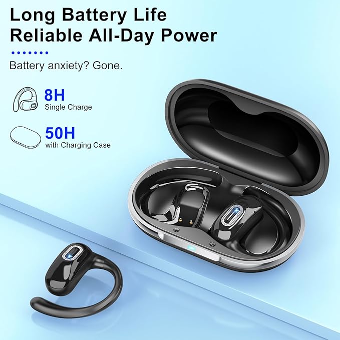 Open Ear Headphones, Air Conduction Ear buds, HD Stereo Bass Over Ear Earphones - Image 2
