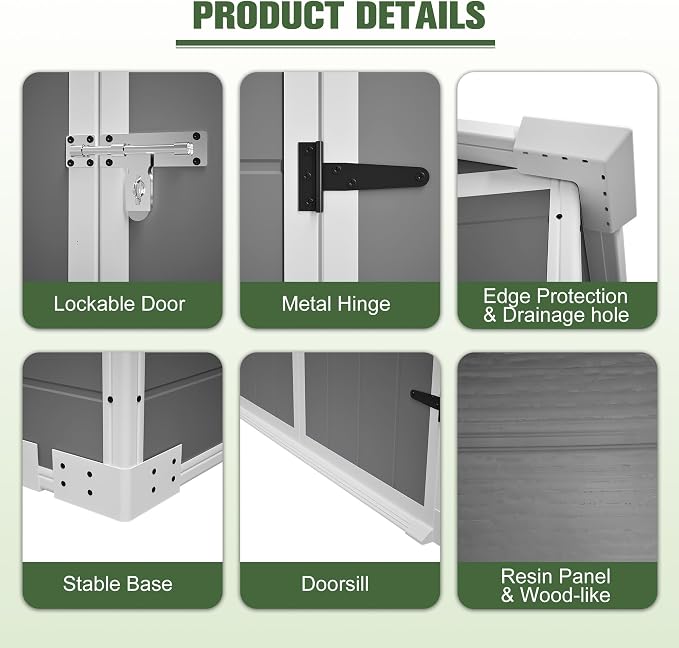 6x6 Resin Outdoor Storage Shed Kit-Perfect to Store Patio Furniture, Garden - Image 8