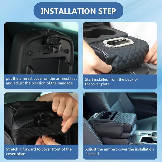 Universal Car Armrest Cushion Organizer, Leather Armrest Cover - Image 6