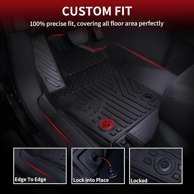 LASFIT Floor Mats for Toyota Tacoma 2024 2025 Double Cab All Weather Floor - Image 2