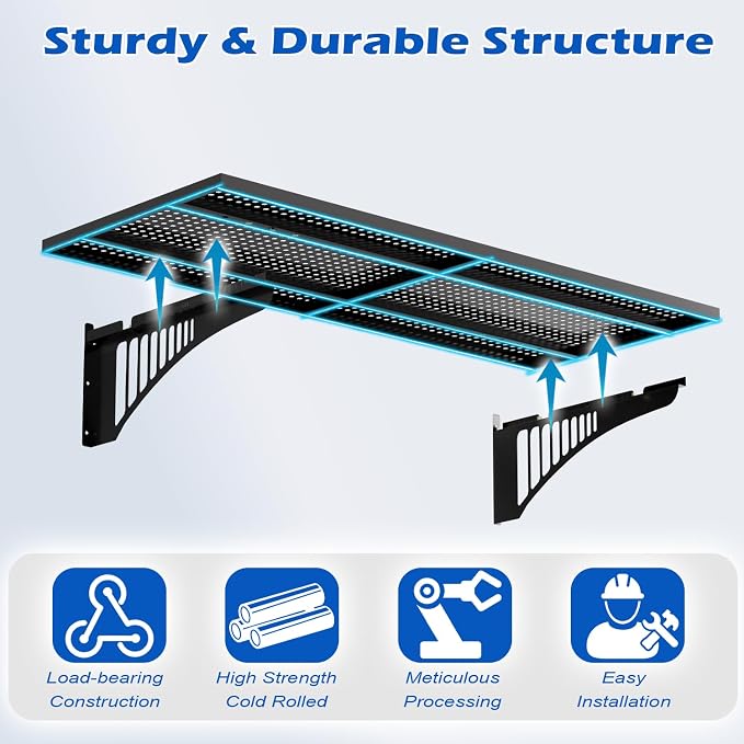 YOLENY 2-Pack 1.64x4FT Adjustable Heavy Duty Garage Wall Shelving, 500lbs Load - Image 2