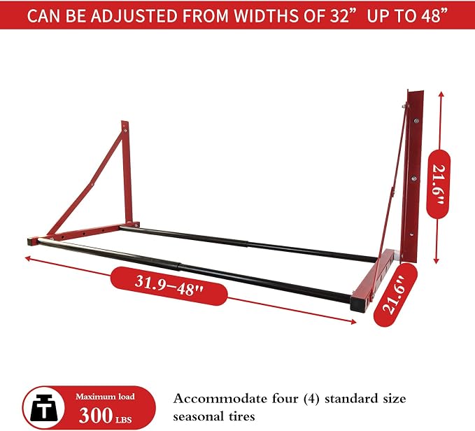ROBLOCK Folding Tire Wheel Rack Wall Mount Multi-Tire Spare Carriers Garage x - Image 2