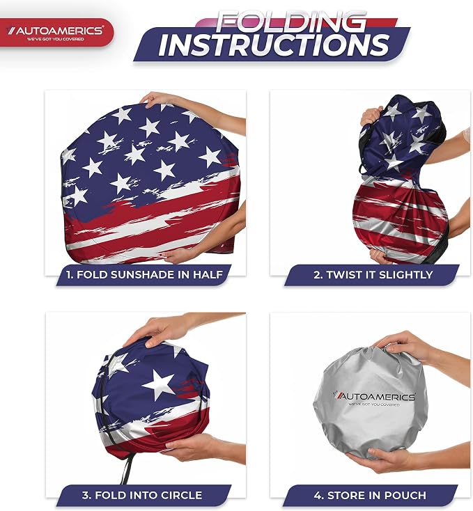 Autoamerics 1-Piece Windshield Sun Shade USA Art Flag - Image 8