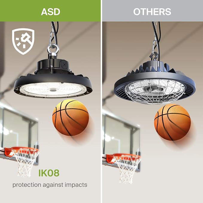 ASD LED High Bay UFO Light Fixture, Commercial Shop Lighting | 3CCT, IP69K - Image 7