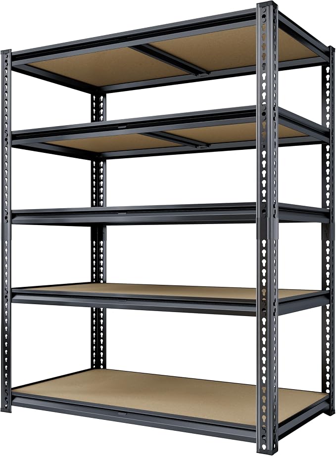 72"H Storage Shelves heavy duty, 2000LBS Garage Shelving, 5 Tier Metal Shelving - Image 9