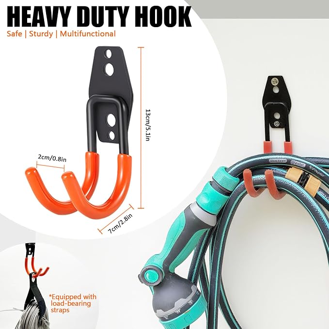 Heavy Duty Garage Storage Hooks，2 Pack Anti-Slip Coating, Wall Mount Storage - Image 2