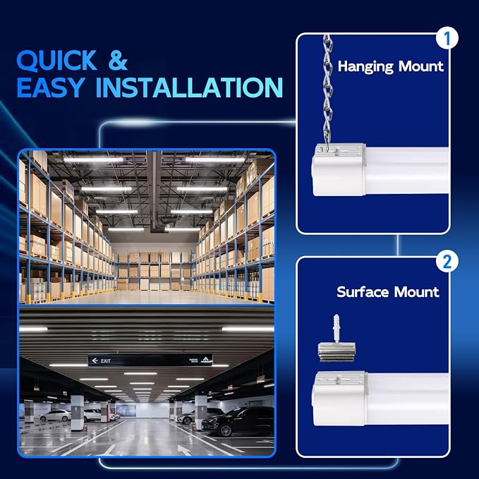 hykolity 10 Pack 4FT Linkable LED Utility Light Fixture, 5000K Daylight - Image 3