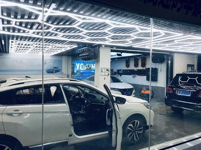 Car Detailing Led Garage Light, 15 Hexagonal Grid Systems Led Shop Lights - Image 5