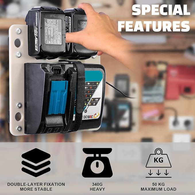 FETESNICE Wall Mount for Makita Charger, Flame Retardant Synthetic Materials - Image 8