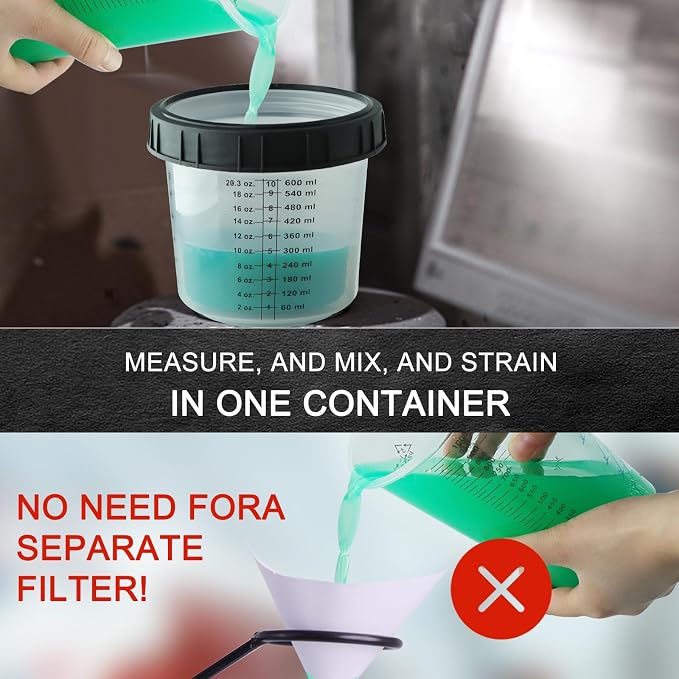 Disposable Paint Mixing Cup Kit, HVLP Paint Sprayer Gun Mixing Cups 20 Ounce Kit - Image 3
