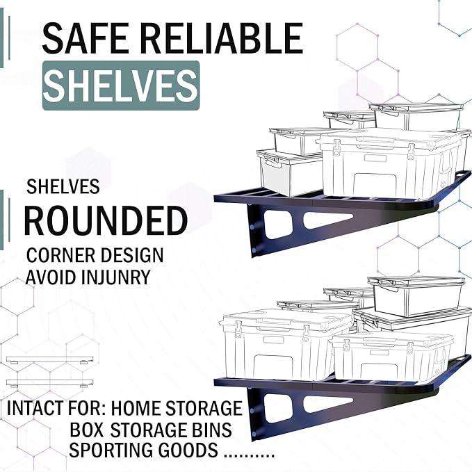 2-Pack 2x4ft Garage Wall Shelving, 2 Shelf Total 8 ft Garage Wall Storage - Image 3