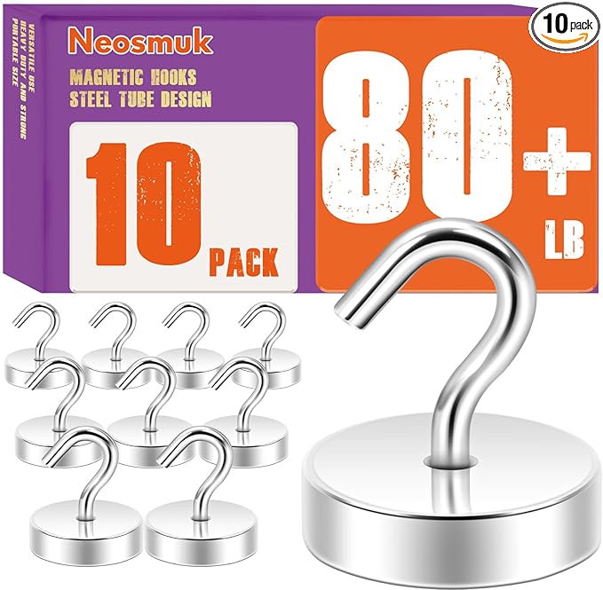 Neosmuk Magnetic Hooks, Cruise Ship Essentials, 80lb+ Heavy Duty Magnetic Hooks by Neosmuk