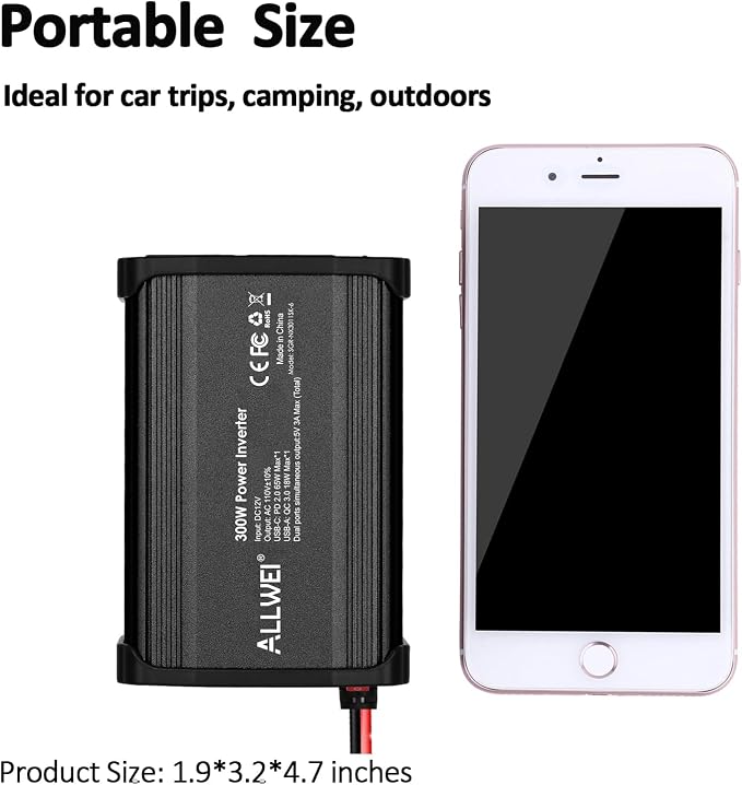 ALLWEI 300W Car Power Inverter DC 12V to 110V AC - Image 7