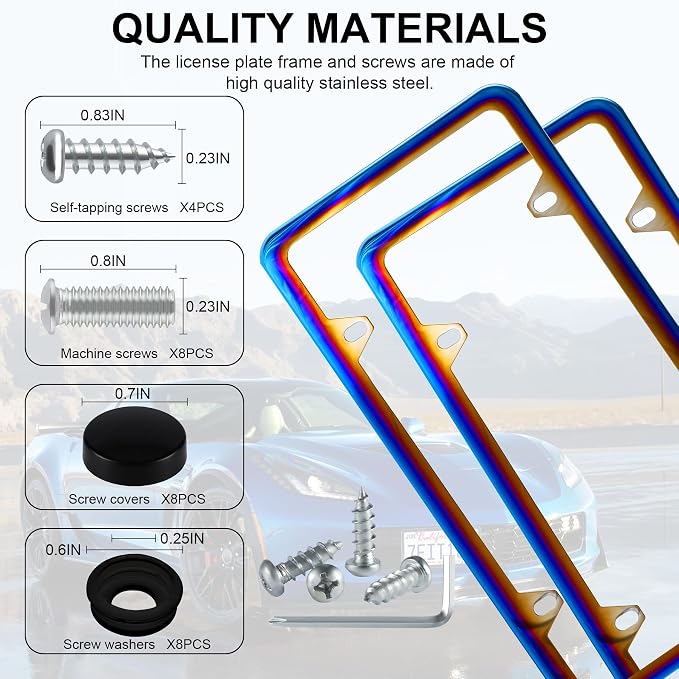 LivTee 4 Holes Stainless Steel License Plate Frames, Automotive Exterior - Image 4