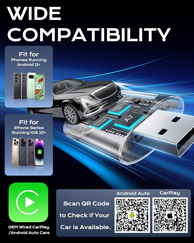 AuroraLink Wireless Carplay & Android Auto Adapter 2-in-1 Stable & No Delay - Image 7