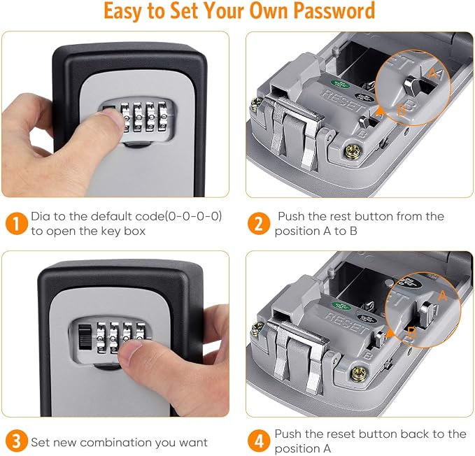 Key Lock Box Wall Mounted, Fayleeko 4 Digit Combination Lockbox - Image 3