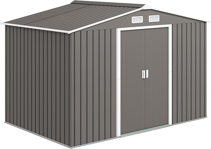 Outsunny 9' x 6' Outdoor Storage Shed, Garden Tool Metal Shed - Image 9