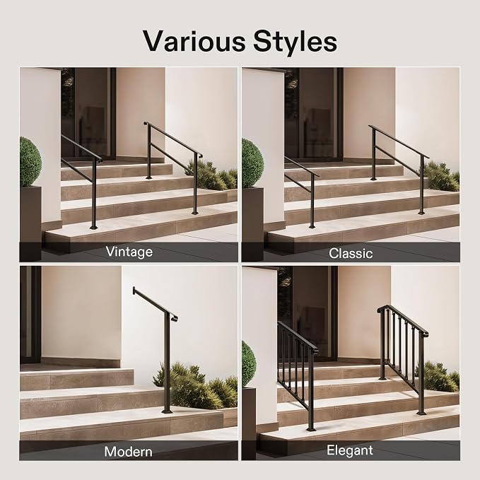 VIVOSUN 2-Pack Outdoor Handrail, 5 Step Stair Handrail, Wrought Mattle Iron - Image 7