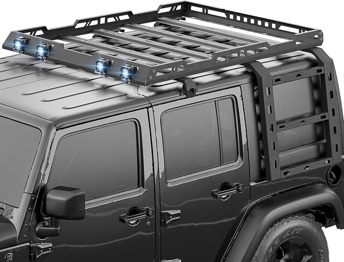 for JK JKU Roof Rack Hard Top Cargo Basket by YZONA