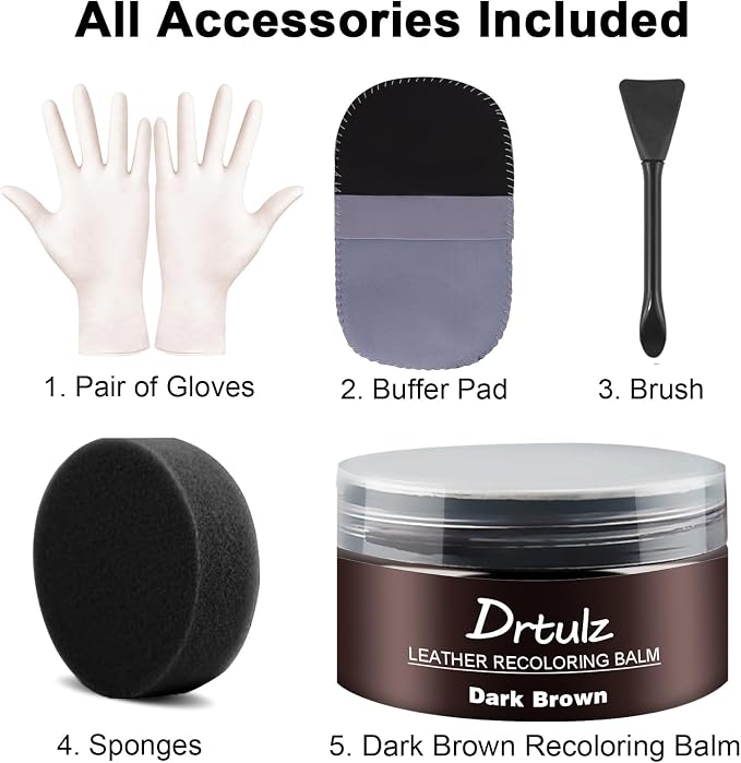 Dark Brown Leather Recoloring Balm, Leather Repair Kit - Image 6