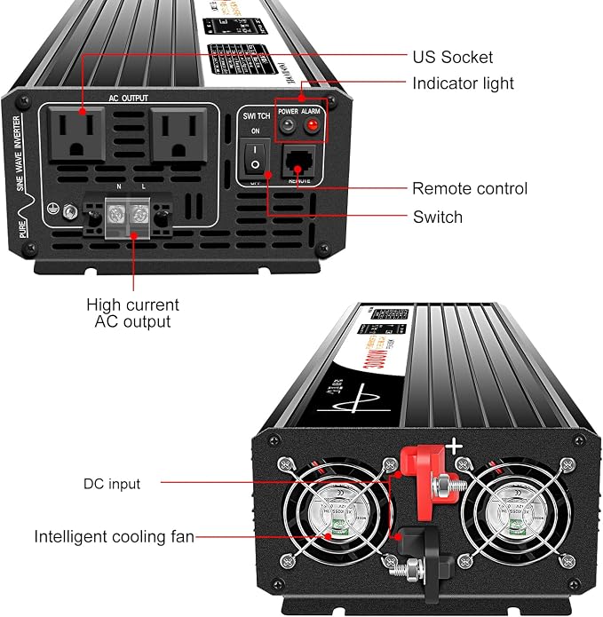 DC 12v AC 120V 60HZ Pure sine Wave 3000w Solar Power Inverter - Image 3