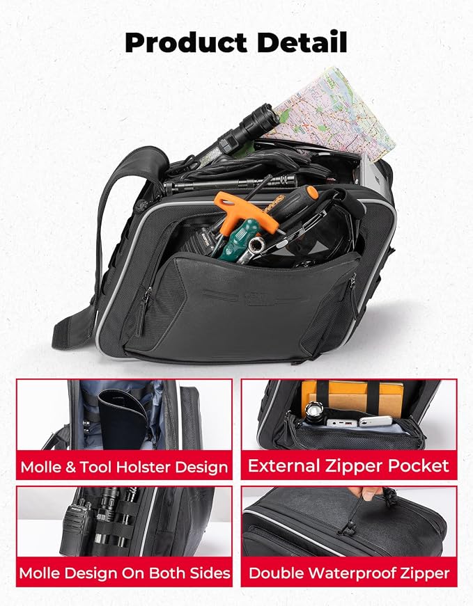 KEMIMOTO Motorcycle Saddlebags Expandable 22-30L - Image 4