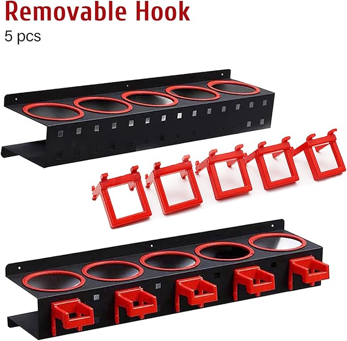 Spray Bottle Holder Wall Mount, Storage Rack 5 Holes, 7Hooks Organizer Abrasive - Image 5