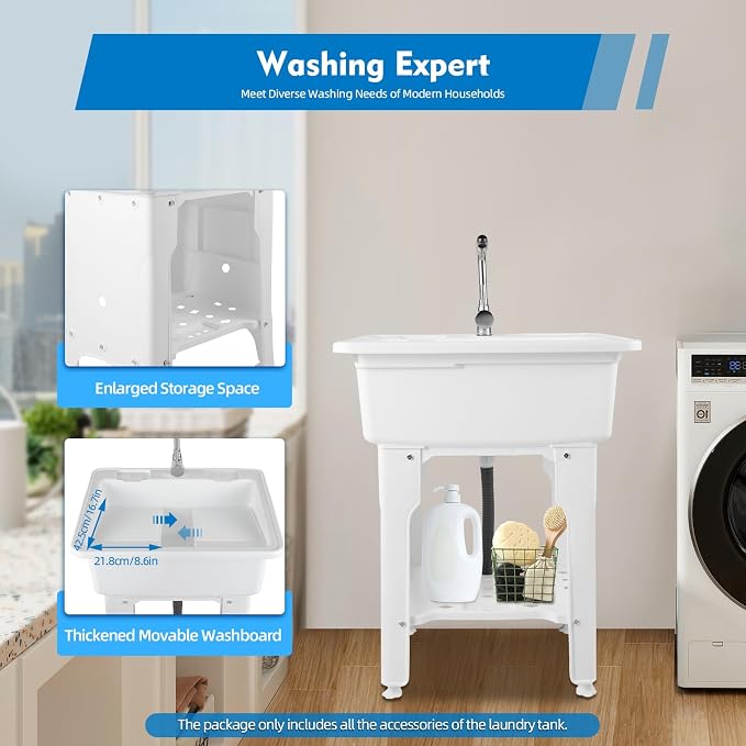 Freestanding Utility Sink Plastic Laundry Tub Sink - Image 7