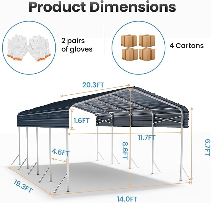 Heavy Duty Metal Carport – Sturdy Structure, All-Weather Protection, Easy - Image 8