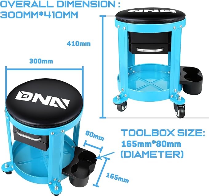 DNA MOTORING Round Mechanics Roller Seat Creeper Stool - Image 3