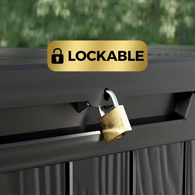 80 Gallon Lockable Resin Deck Box, Waterproof & UV-Resistant Outdoor Storage Box - Image 6