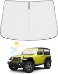 Windshield Sun Shade for 2018-2026 Jeep Wrangler JL/2020-2026 Jeep Gladiator JT by Canvcle
