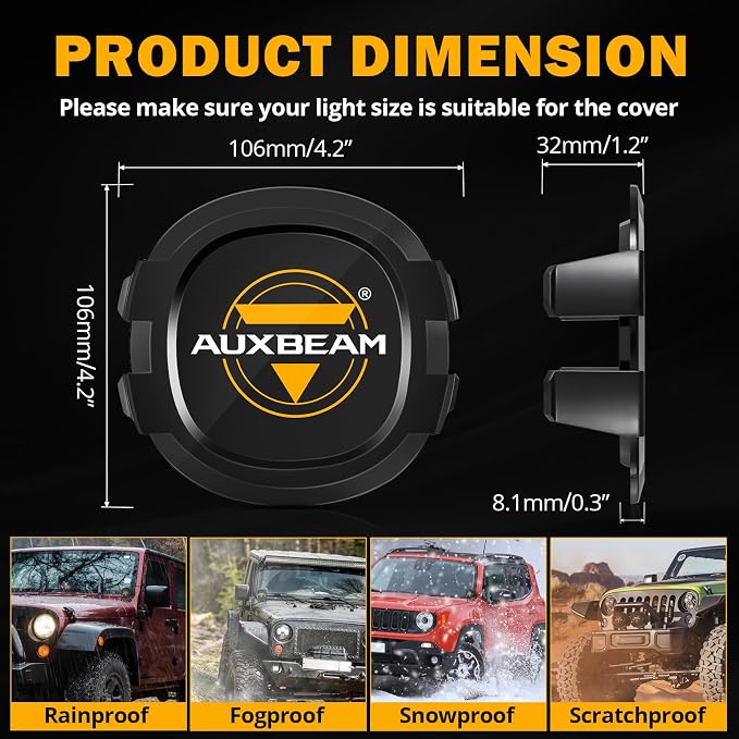 Auxbeam 4 inch LED Pod Covers, Light Bar Lens Covers Waterproof Dustproof - Image 7