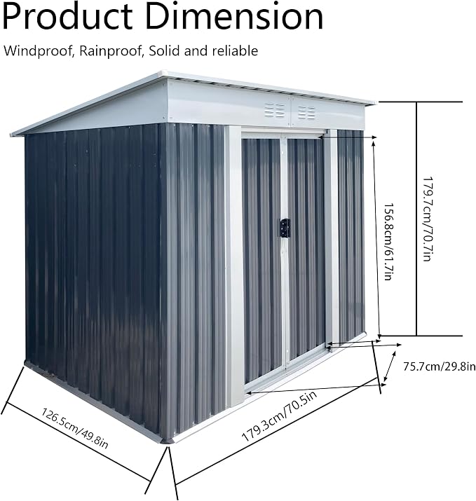 6x4 FT Outdoor Storage Shed - Image 3