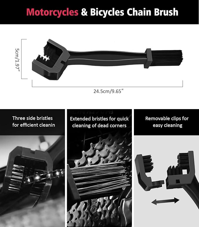 6PCS Motorcycle Cleaning Kit, Wool Wheel Brush, Tire and Chain Brush, Detailing - Image 5
