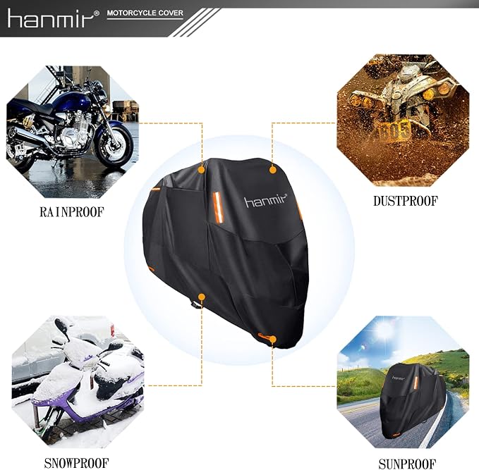 Motorcycle Cover, Motorbike Cover All Season Universal Weather Waterproof - Image 7