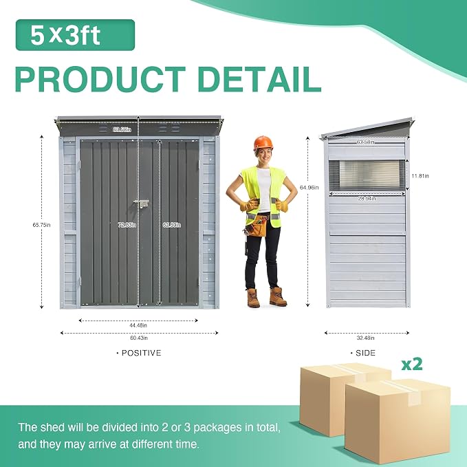 MyVoice 3x5 FT Wooden Outdoor Storage Shed - Image 2
