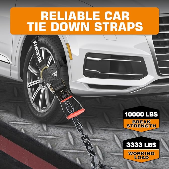 Kingfun Car Tie Down Straps for Trailers 4 Pack Lasso Straps - Image 3