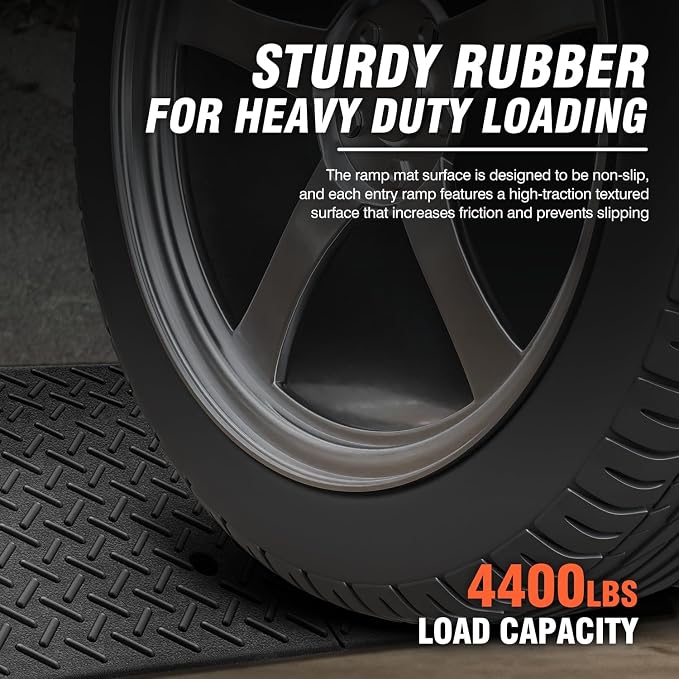 DNA MOTORING 7.7" Rise Rubber Curb Ramp Heavy Duty Loading Driveway Ramp - Image 3