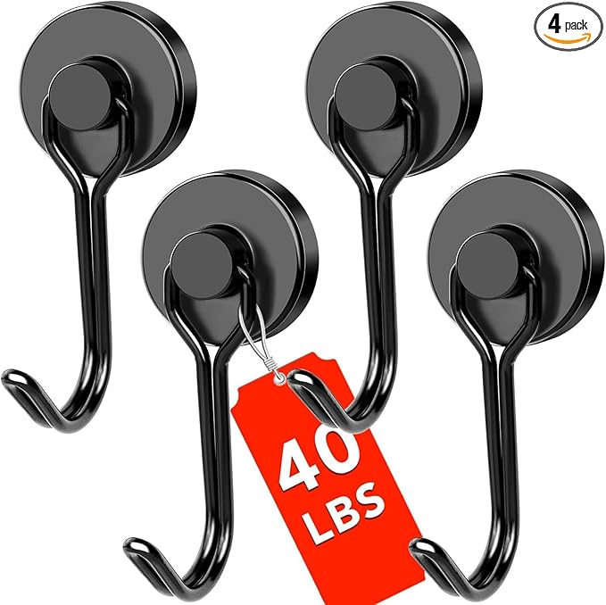 DIYMAG Black Magnetic Hooks, 40LBS Strong Magnetics Heavy Duty, Magnet Hook by DIYMAG