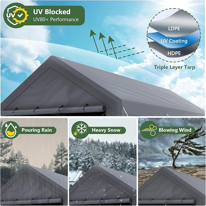 10x20ft Heavy Duty Carport - Image 3