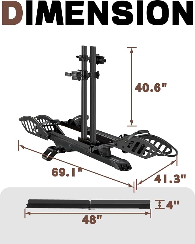 E-Bike Rack with Ramp, Hitch 2 Bike Rack, 200 lbs Capacity Electric Bike Carrier - Image 9