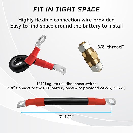 3/8" Side Post Remote Battery Disconnect Switch 12V Battery Kill Switch - Image 5