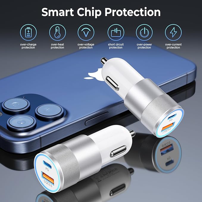 Car Charger USB C 6-Pack, Ancekoy 38W Dual Port Cigarette Lighter - Image 6