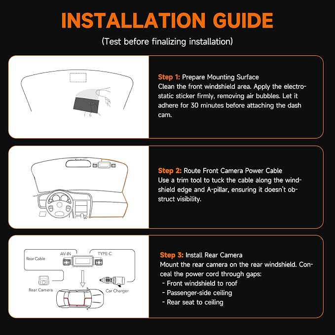 360° Dash Cam Front and Rear Inside, 4 Channel FHD 4 * 1080P, Wi-Fi GPS Voice - Image 9